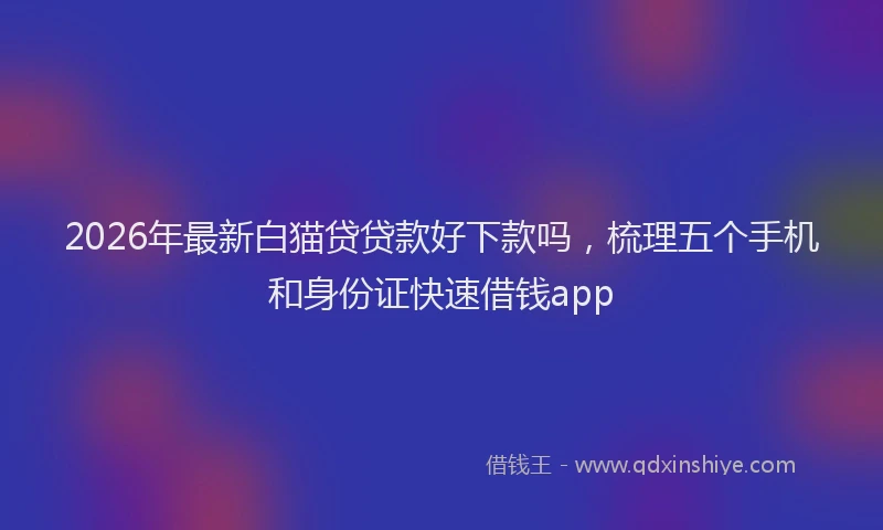 2026年最新白猫贷贷款好下款吗，梳理五个手机和身份证快速借钱app