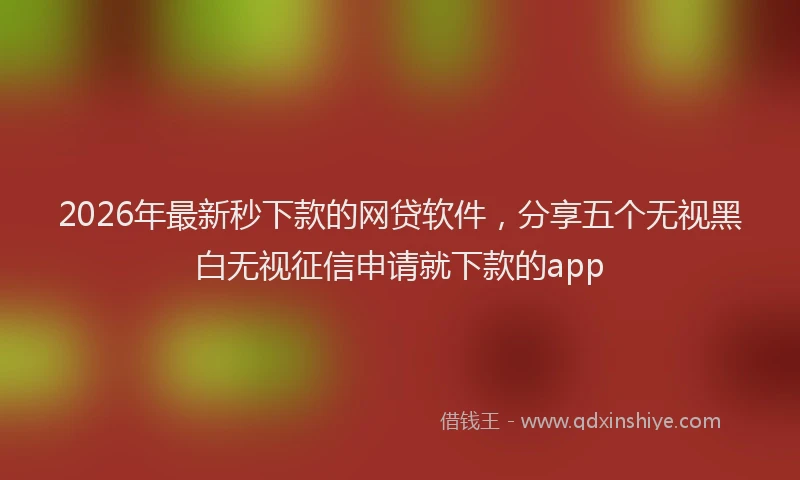 2026年最新秒下款的网贷软件，分享五个无视黑白无视征信申请就下款的app