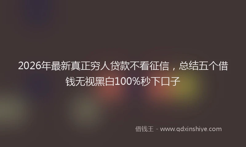 2026年最新真正穷人贷款不看征信，总结五个借钱无视黑白100%秒下口子