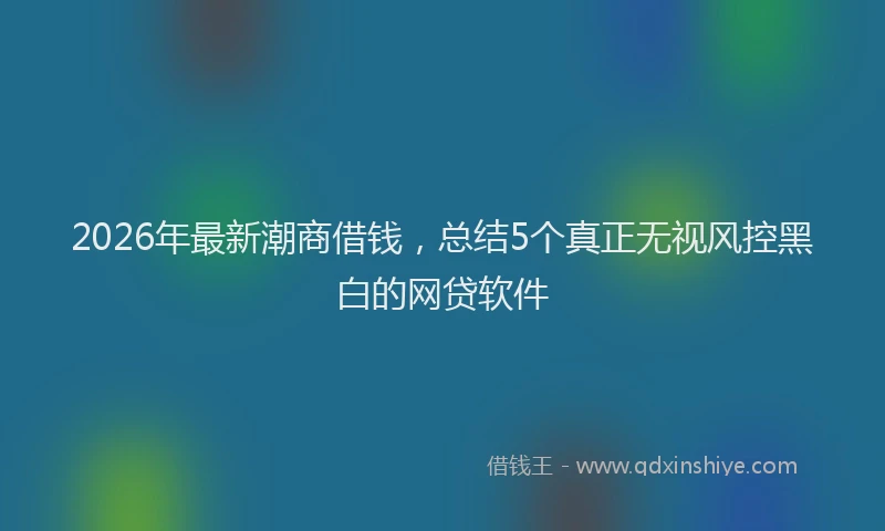 2026年最新潮商借钱，总结5个真正无视风控黑白的网贷软件