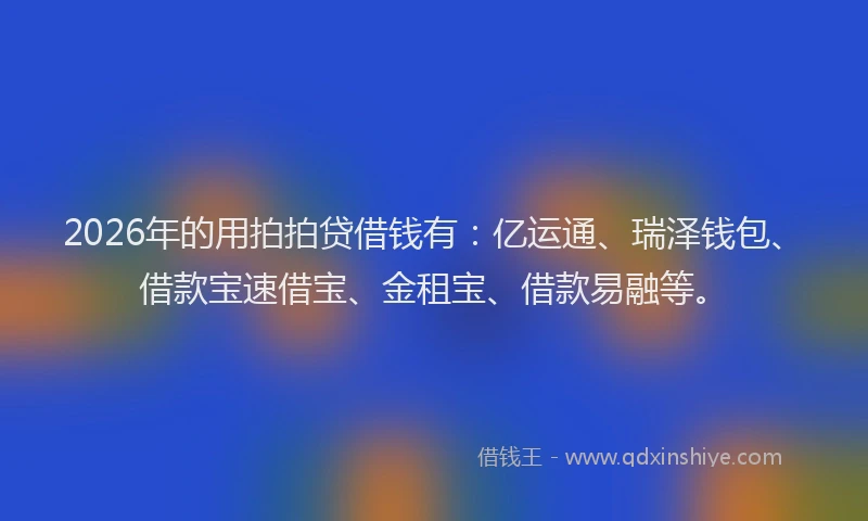 2026年的用拍拍贷借钱有：亿运通、瑞泽钱包、借款宝速借宝、金租宝、借款易融等。