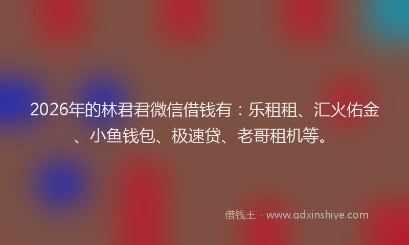 2026年的林君君微信借钱有：乐租租、汇火佑金、小鱼钱包、极速贷、老哥租机等。