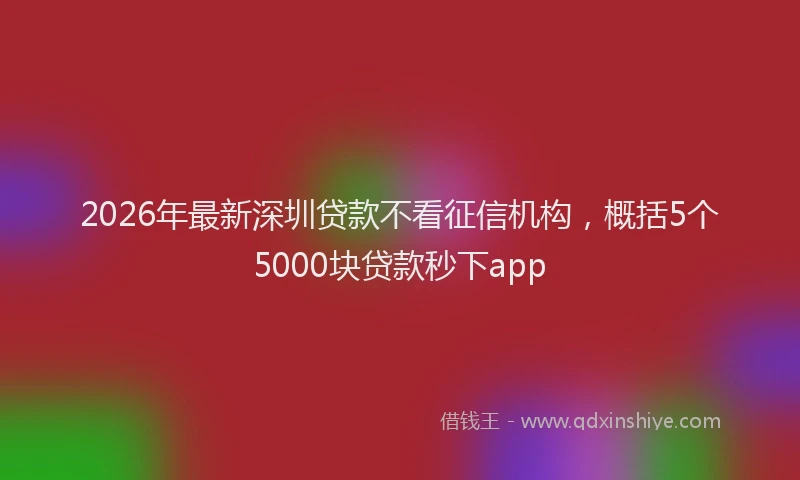 2026年最新深圳贷款不看征信机构，概括5个5000块贷款秒下app