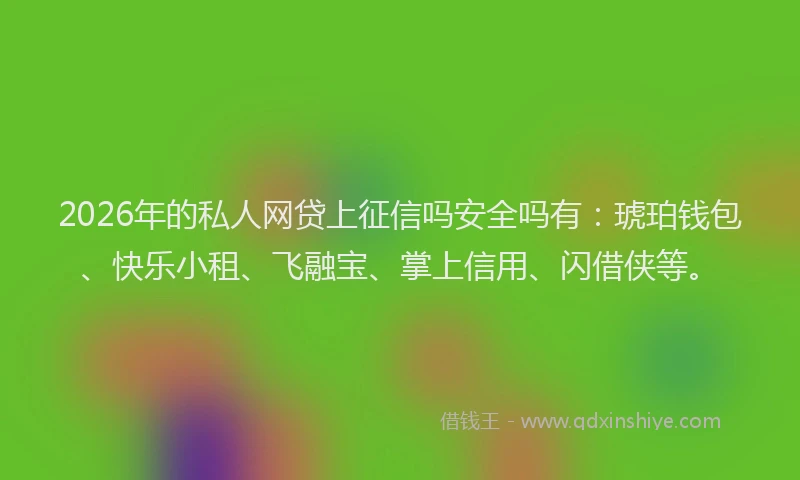 2026年的私人网贷上征信吗安全吗有：琥珀钱包、快乐小租、飞融宝、掌上信用、闪借侠等。