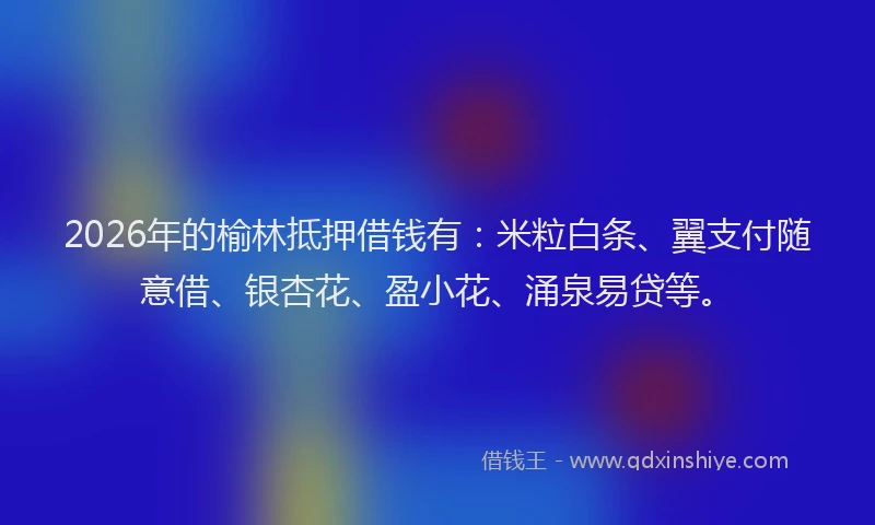 2026年的榆林抵押借钱有：米粒白条、翼支付随意借、银杏花、盈小花、涌泉易贷等。
