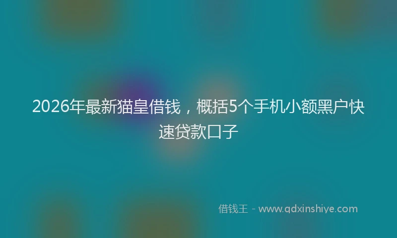 2026年最新猫皇借钱，概括5个手机小额黑户快速贷款口子