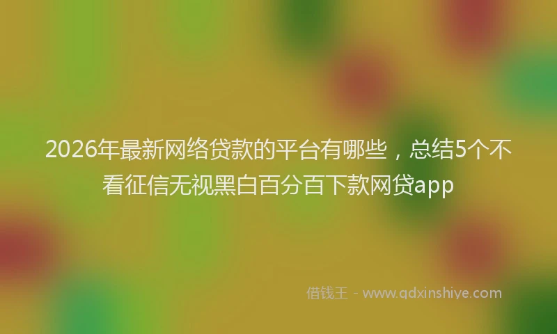 2026年最新网络贷款的平台有哪些，总结5个不看征信无视黑白百分百下款网贷app