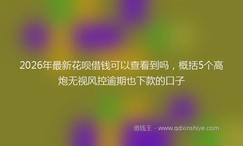 2026年最新花呗借钱可以查看到吗，概括5个高炮无视风控逾期也下款的口子