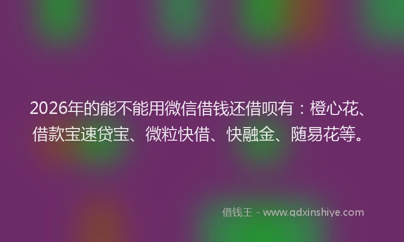 2026年的能不能用微信借钱还借呗有：橙心花、借款宝速贷宝、微粒快借、快融金、随易花等。