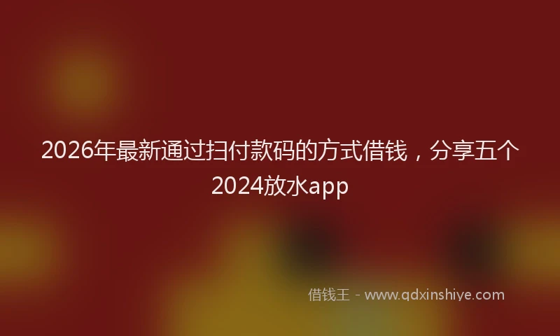 2026年最新通过扫付款码的方式借钱，分享五个2024放水app