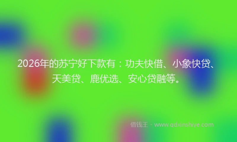 2026年的苏宁好下款有：功夫快借、小象快贷、天美贷、鹿优选、安心贷融等。