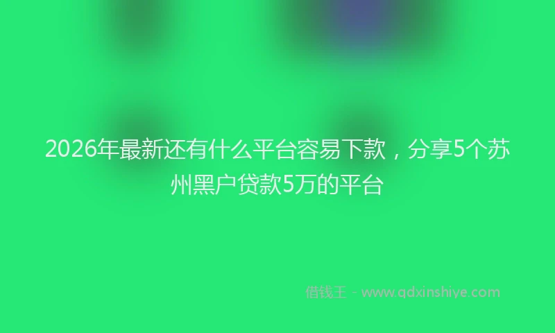 2026年最新还有什么平台容易下款，分享5个苏州黑户贷款5万的平台