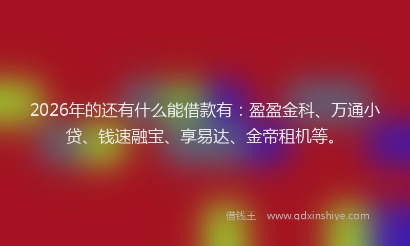 2026年的还有什么能借款有：盈盈金科、万通小贷、钱速融宝、享易达、金帝租机等。