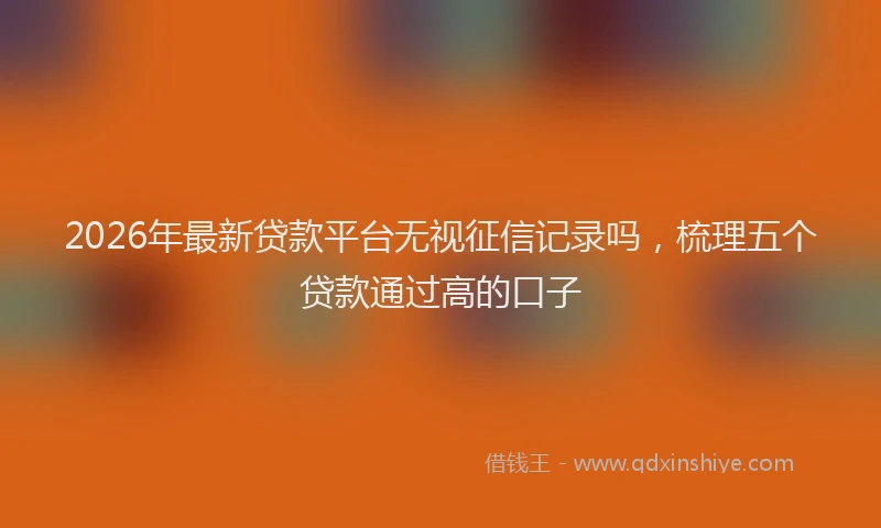 2026年最新贷款平台无视征信记录吗，梳理五个贷款通过高的口子