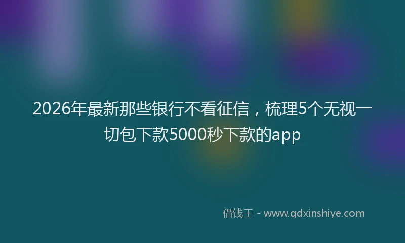 2026年最新那些银行不看征信，梳理5个无视一切包下款5000秒下款的app