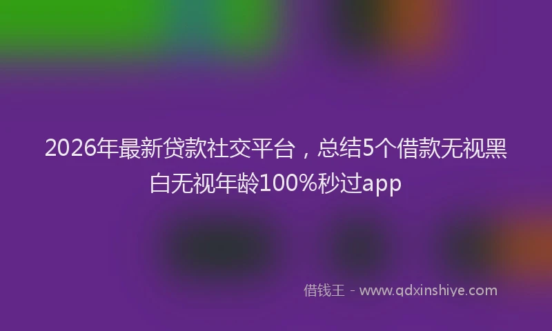 2026年最新贷款社交平台，总结5个借款无视黑白无视年龄100%秒过app