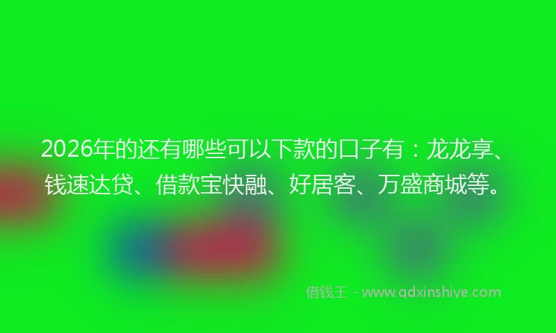 2026年的还有哪些可以下款的口子有：龙龙享、钱速达贷、借款宝快融、好居客、万盛商城等。