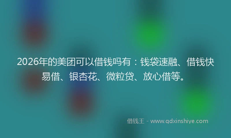 2026年的美团可以借钱吗有：钱袋速融、借钱快易借、银杏花、微粒贷、放心借等。