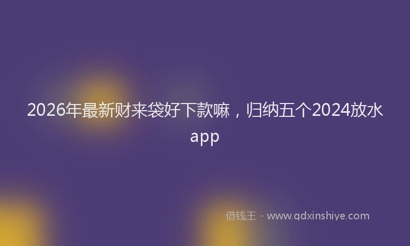 2026年最新财来袋好下款嘛，归纳五个2024放水app