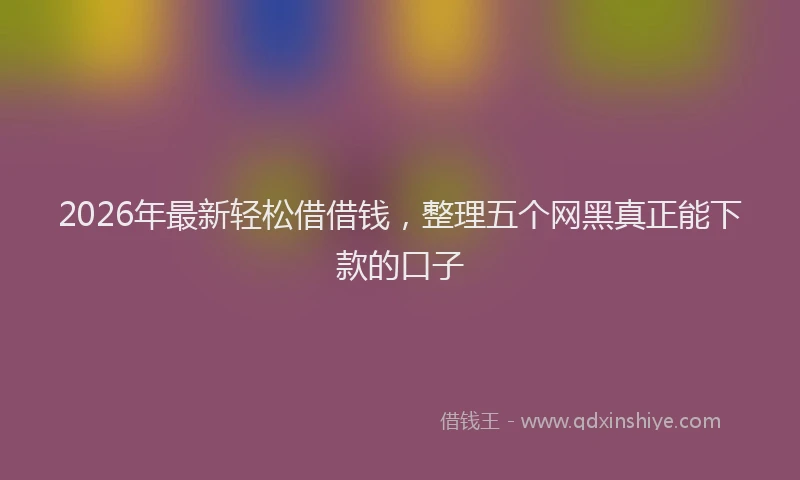 2026年最新轻松借借钱，整理五个网黑真正能下款的口子