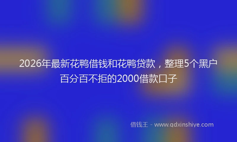 2026年最新花鸭借钱和花鸭贷款，整理5个黑户百分百不拒的2000借款口子