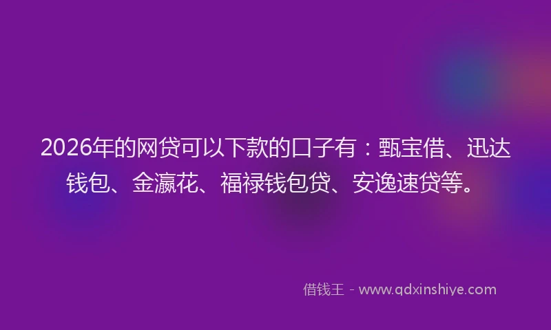 2026年的网贷可以下款的口子有：甄宝借、迅达钱包、金瀛花、福禄钱包贷、安逸速贷等。