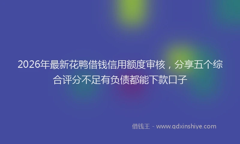 2026年最新花鸭借钱信用额度审核，分享五个综合评分不足有负债都能下款口子