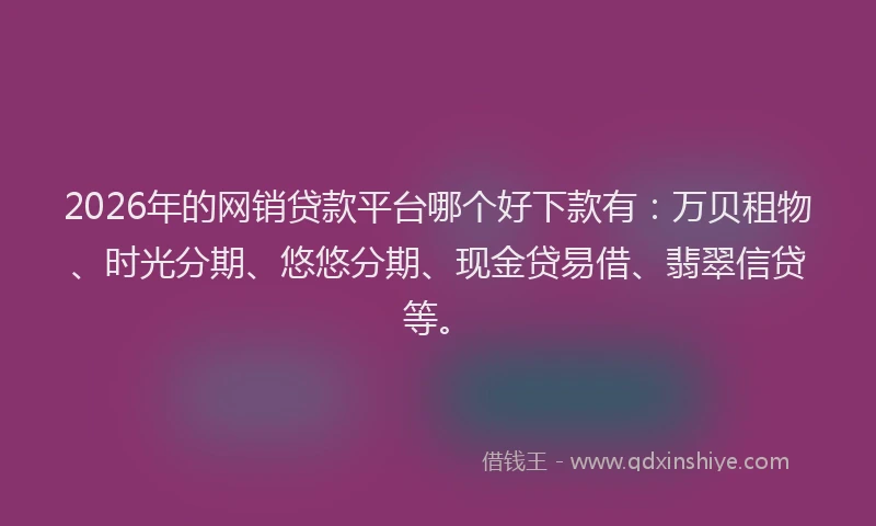 2026年的网销贷款平台哪个好下款有：万贝租物、时光分期、悠悠分期、现金贷易借、翡翠信贷等。