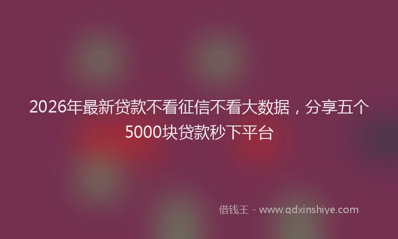 2026年最新贷款不看征信不看大数据，分享五个5000块贷款秒下平台