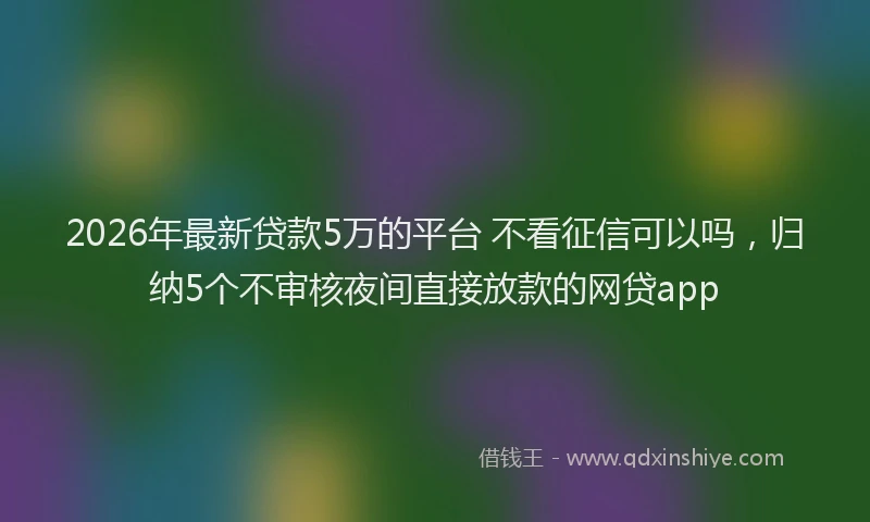 2026年最新贷款5万的平台 不看征信可以吗，归纳5个不审核夜间直接放款的网贷app