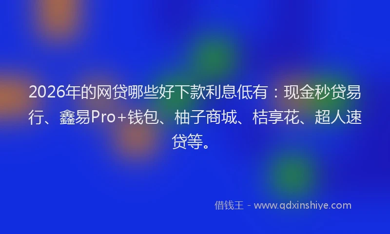 2026年的网贷哪些好下款利息低有：现金秒贷易行、鑫易Pro+钱包、柚子商城、桔享花、超人速贷等。