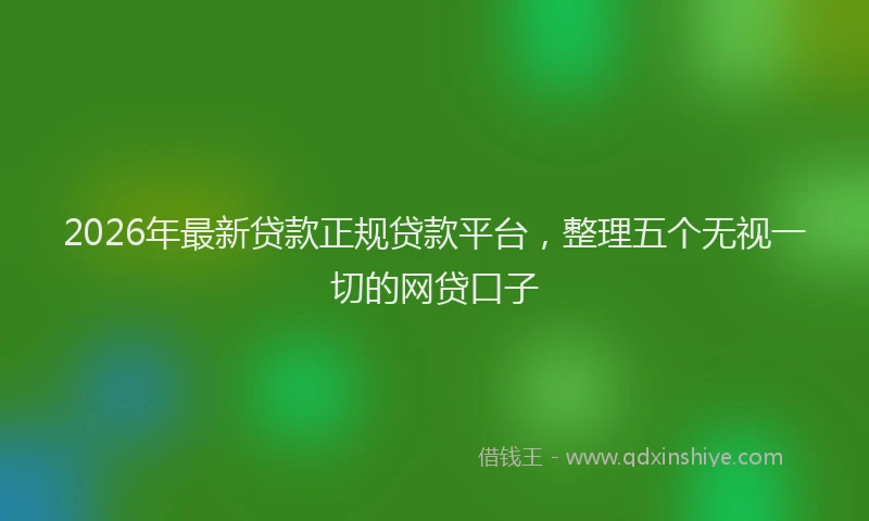 2026年最新贷款正规贷款平台，整理五个无视一切的网贷口子