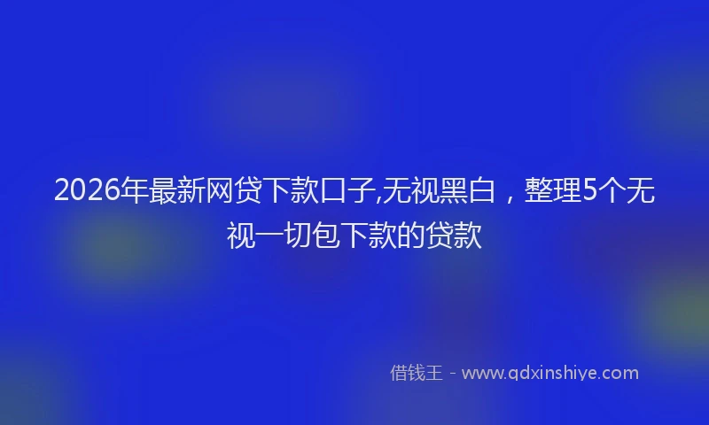 2026年最新网贷下款口子,无视黑白，整理5个无视一切包下款的贷款