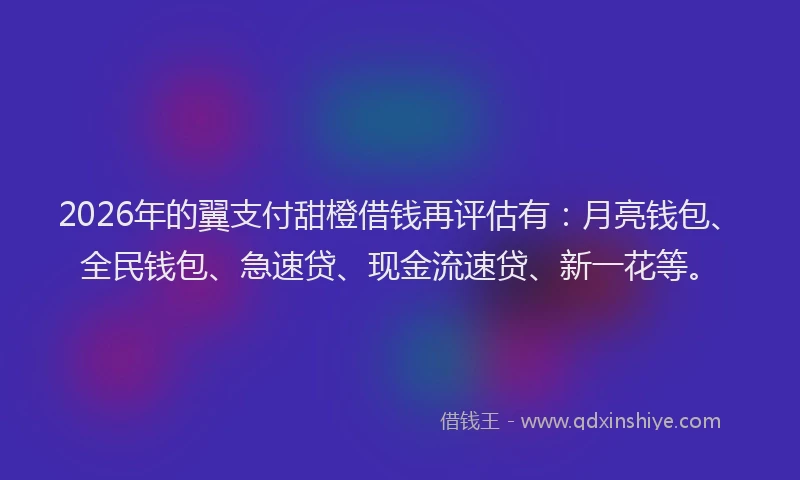 2026年的翼支付甜橙借钱再评估有：月亮钱包、全民钱包、急速贷、现金流速贷、新一花等。