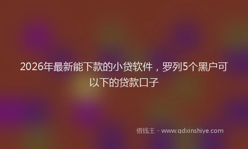 2026年最新能下款的小贷软件，罗列5个黑户可以下的贷款口子