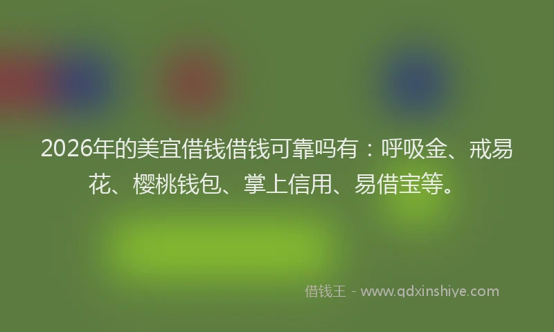 2026年的美宜借钱借钱可靠吗有：呼吸金、戒易花、樱桃钱包、掌上信用、易借宝等。