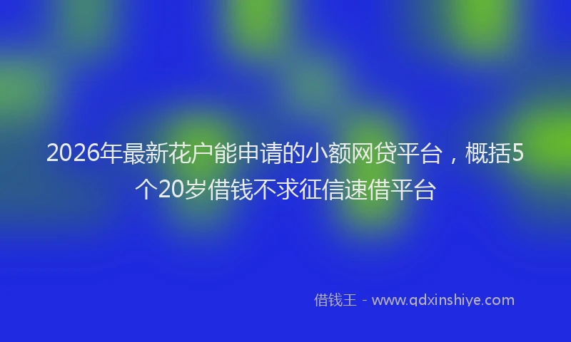 2026年最新花户能申请的小额网贷平台，概括5个20岁借钱不求征信速借平台