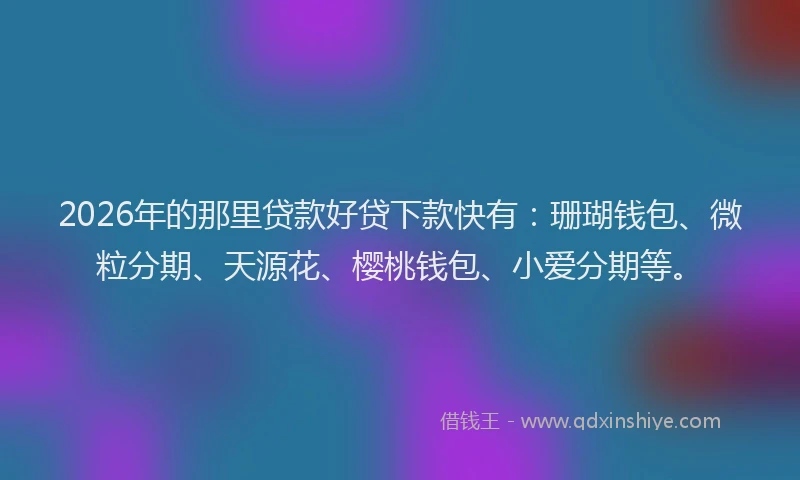 2026年的那里贷款好贷下款快有：珊瑚钱包、微粒分期、天源花、樱桃钱包、小爱分期等。