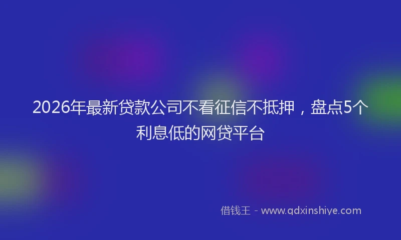 2026年最新贷款公司不看征信不抵押，盘点5个利息低的网贷平台