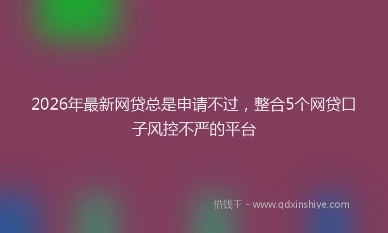 2026年最新网贷总是申请不过，整合5个网贷口子风控不严的平台