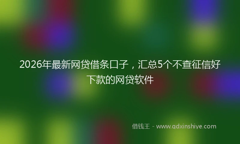 2026年最新网贷借条口子，汇总5个不查征信好下款的网贷软件