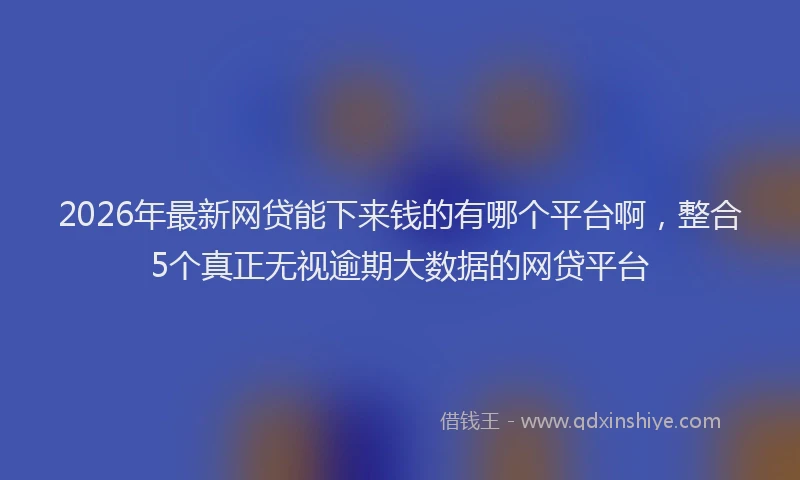 2026年最新网贷能下来钱的有哪个平台啊，整合5个真正无视逾期大数据的网贷平台
