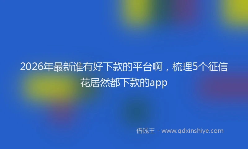 2026年最新谁有好下款的平台啊，梳理5个征信花居然都下款的app