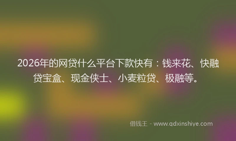 2026年的网贷什么平台下款快有：钱来花、快融贷宝盒、现金侠士、小麦粒贷、极融等。