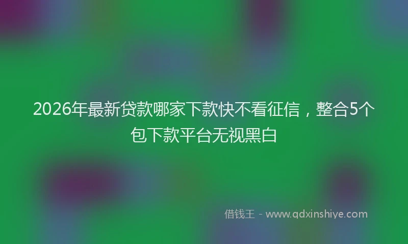 2026年最新贷款哪家下款快不看征信，整合5个包下款平台无视黑白