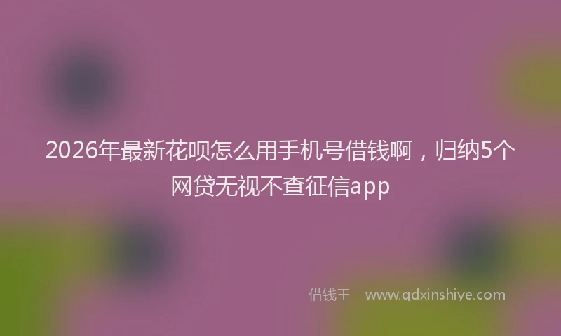 2026年最新花呗怎么用手机号借钱啊，归纳5个网贷无视不查征信app