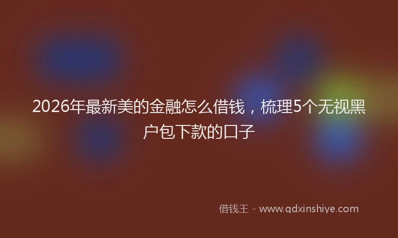 2026年最新美的金融怎么借钱，梳理5个无视黑户包下款的口子