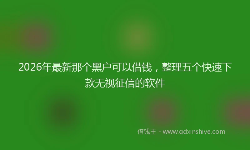 2026年最新那个黑户可以借钱，整理五个快速下款无视征信的软件