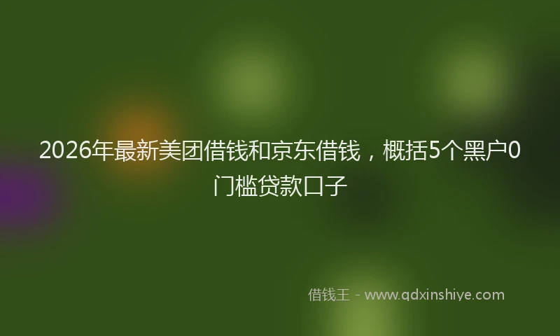 2026年最新美团借钱和京东借钱，概括5个黑户0门槛贷款口子