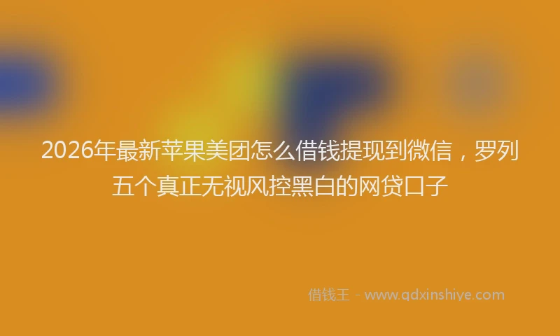 2026年最新苹果美团怎么借钱提现到微信，罗列五个真正无视风控黑白的网贷口子